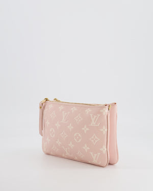 Louis Vuitton Pink and White Empreinte Monogram Double Zip Pochette Bag with Gold Hardware RRP £1,480