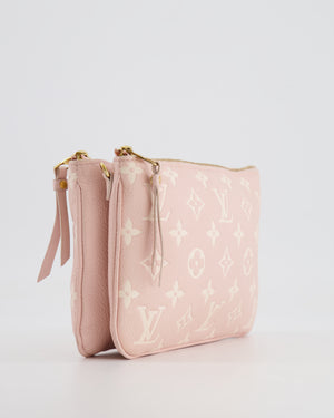 Louis Vuitton Pink and White Empreinte Monogram Double Zip Pochette Bag with Gold Hardware RRP £1,480