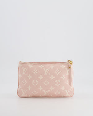 Louis Vuitton Pink and White Empreinte Monogram Double Zip Pochette Bag with Gold Hardware RRP £1,480