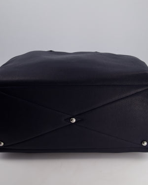 Hermès Victoria II 50 Bag in Bleu Indigo Clemence Leather with Palladium Hardware