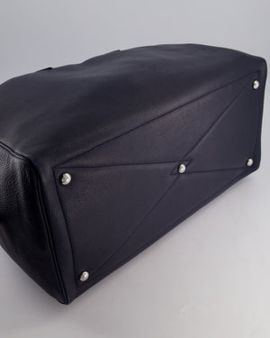 Hermès Victoria II 50 Bag in Bleu Indigo Clemence Leather with Palladium Hardware