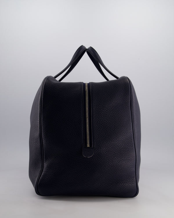 Hermès Victoria II 50 Bag in Bleu Indigo Clemence Leather with Palladium Hardware