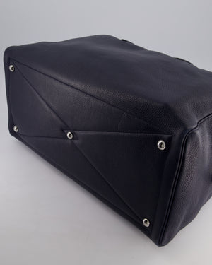 Hermès Victoria II 50 Bag in Bleu Indigo Clemence Leather with Palladium Hardware