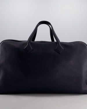 Hermès Victoria II 50 Bag in Bleu Indigo Clemence Leather with Palladium Hardware