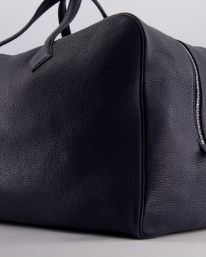 Hermès Victoria II 50 Bag in Bleu Indigo Clemence Leather with Palladium Hardware