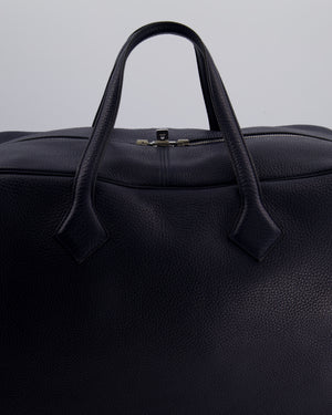 Hermès Victoria II 50 Bag in Bleu Indigo Clemence Leather with Palladium Hardware