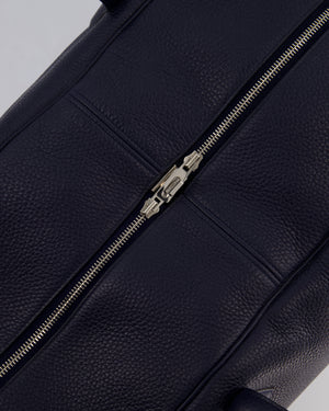 Hermès Victoria II 50 Bag in Bleu Indigo Clemence Leather with Palladium Hardware