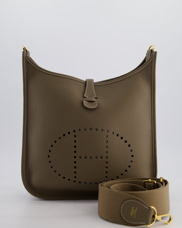 Hermès Evelyne III 29 Bag in Etoupe Taurillon Clemence Leather with Gold Hardware