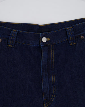 Prada Men's Dark Blue Light Denim Shorts with Logo Detail On The Back Pocket Size 34
