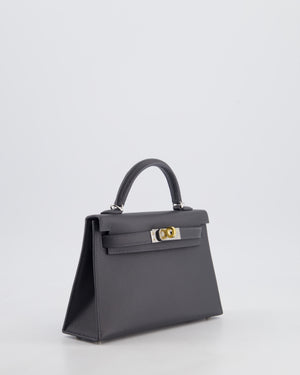 Hermès Mini Kelly II 20 Bag in Gris Misty Epsom Leather with Electrum Hardware
