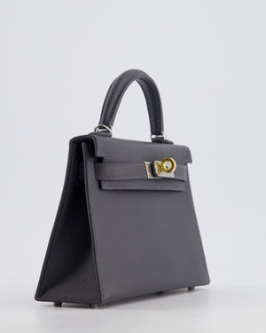 Hermès Mini Kelly II 20 Bag in Gris Misty Epsom Leather with Electrum Hardware