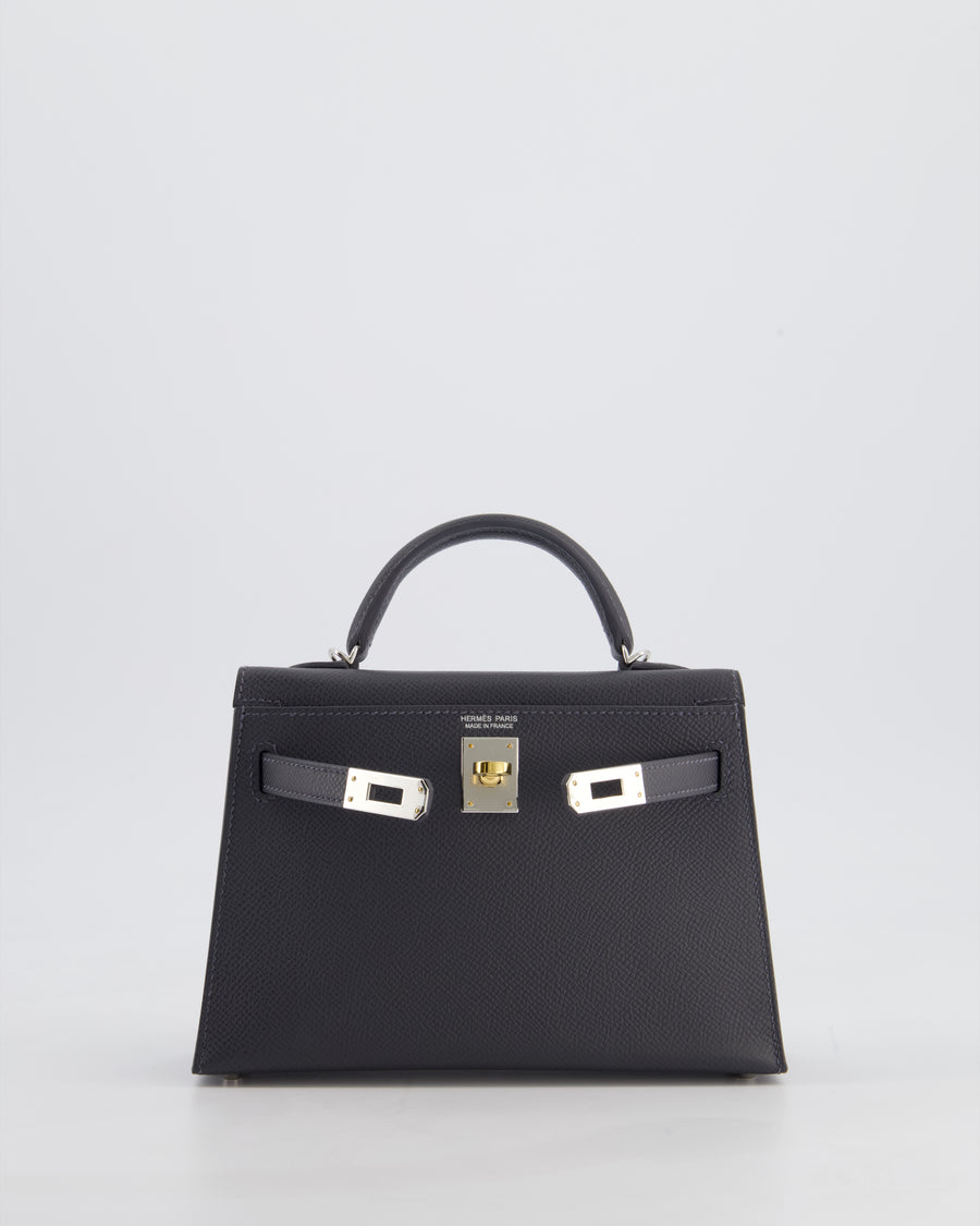 Hermès Mini Kelly II 20 Bag in Gris Misty Epsom Leather with Electrum Hardware