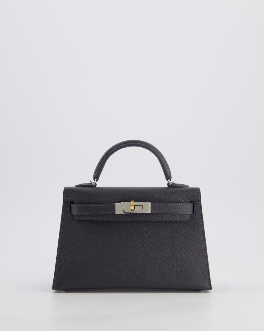 Hermès Mini Kelly II 20 Bag in Gris Misty Epsom Leather with Electrum Hardware
