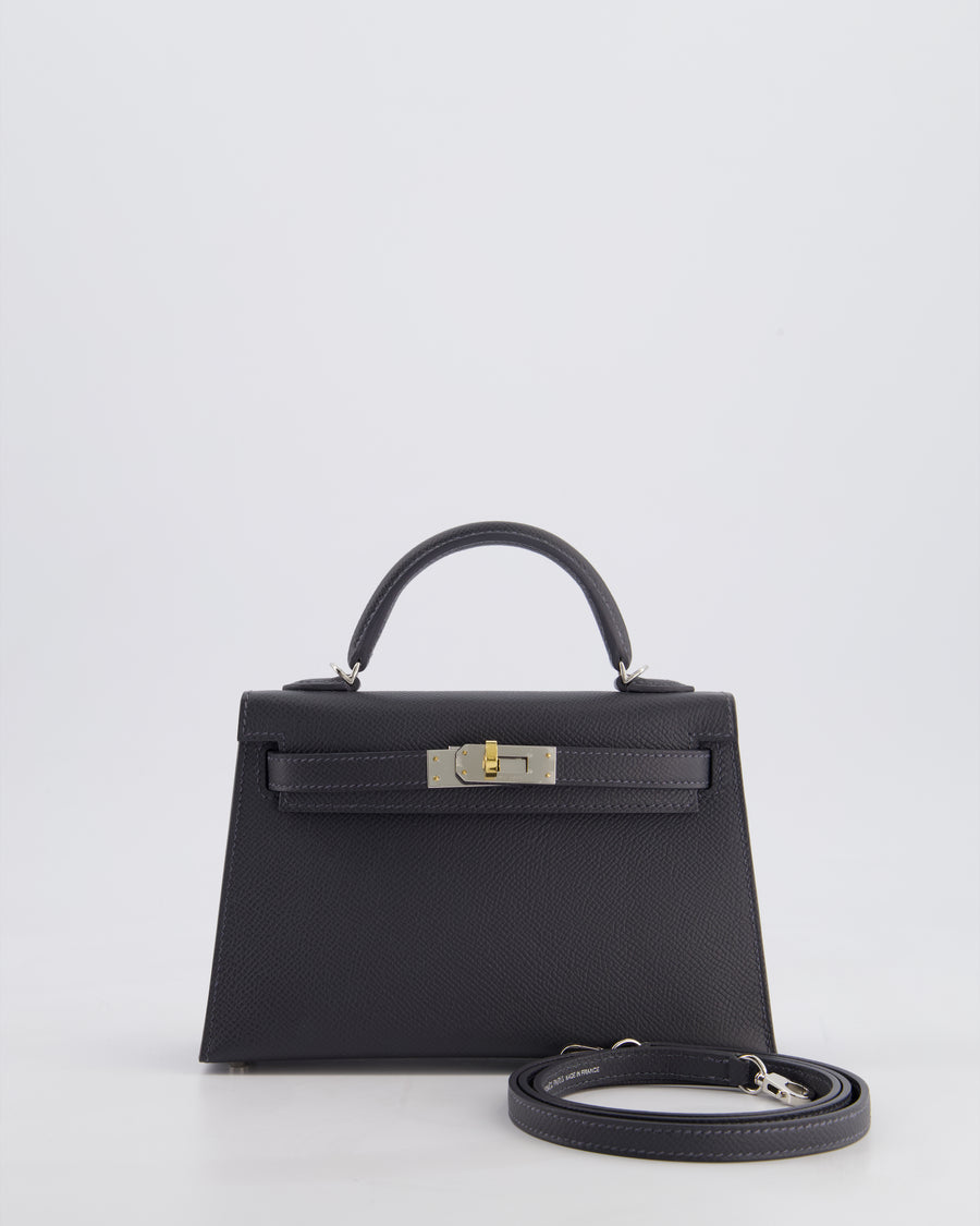 Hermès Mini Kelly II 20 Bag in Gris Misty Epsom Leather with Electrum Hardware