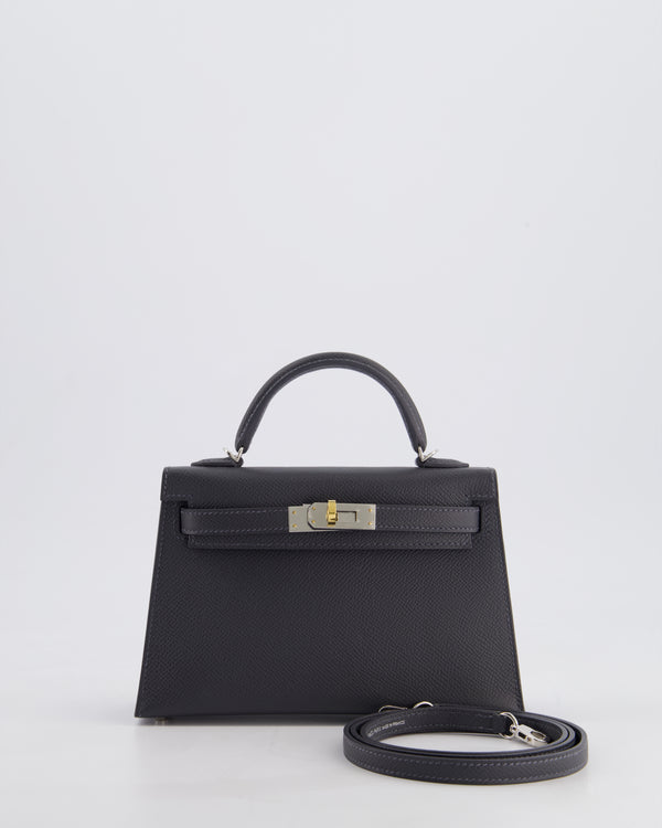 Hermès Mini Kelly II 20 Bag in Gris Misty Epsom Leather with Electrum Hardware