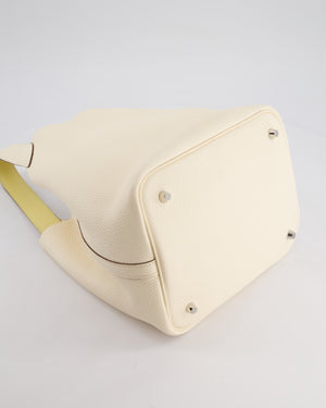 Hermes Picotin Eclat Lock 22 Bag in Nata Clemence Leather with Jaune Poussin Interior Handle & Palladium Hardware