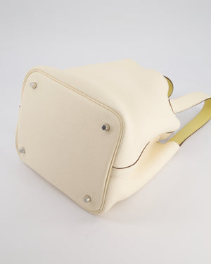 Hermes Picotin Eclat Lock 22 Bag in Nata Clemence Leather with Jaune Poussin Interior Handle & Palladium Hardware