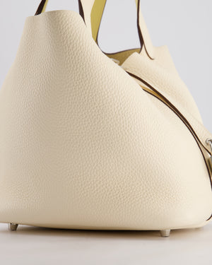 Hermes Picotin Eclat Lock 22 Bag in Nata Clemence Leather with Jaune Poussin Interior Handle & Palladium Hardware