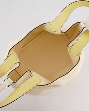 Hermes Picotin Eclat Lock 22 Bag in Nata Clemence Leather with Jaune Poussin Interior Handle & Palladium Hardware