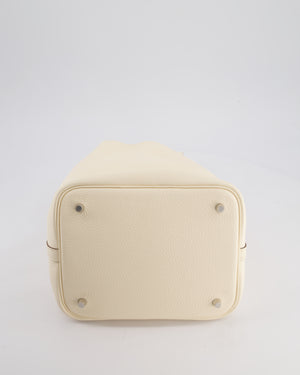 Hermes Picotin Eclat Lock 22 Bag in Nata Clemence Leather with Jaune Poussin Interior Handle & Palladium Hardware