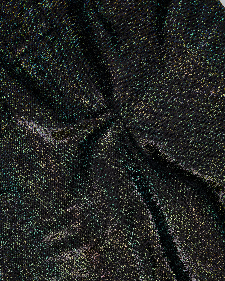 Chanel Black Sequins and Green Iridescent Wide Leg Trousers with CC Logo Detail Size FR 34 (UK 6)
