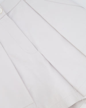 Hermès White Leather Shorts with White Pearl Logo Button Size FR 36 (UK 8)
