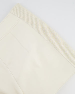 Hermès Cream Leather Shorts with Ribbed Sides and Silver Zip Detail Size FR 38 (UK 10)