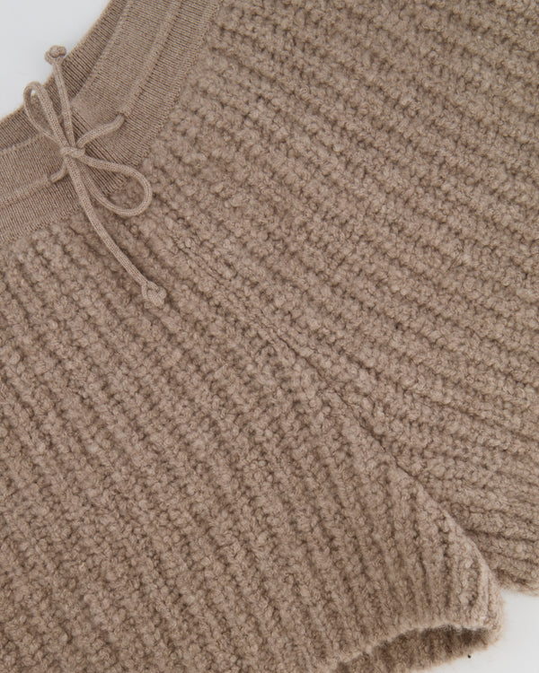 Loro Piana Light Brown Cashmere Knitted Shorts with Drawstring Detail Size S (UK 8) RRP £1,000