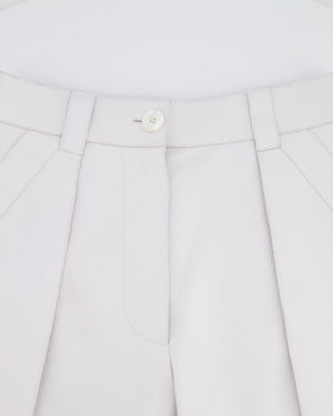 Hermès White Leather Shorts with White Pearl Logo Button Size FR 36 (UK 8)