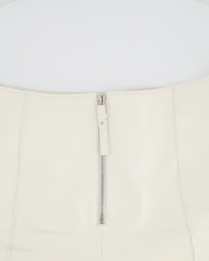 Hermès Cream Leather Shorts with Ribbed Sides and Silver Zip Detail Size FR 38 (UK 10)
