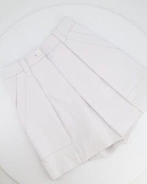 Hermès White Leather Shorts with White Pearl Logo Button Size FR 36 (UK 8)