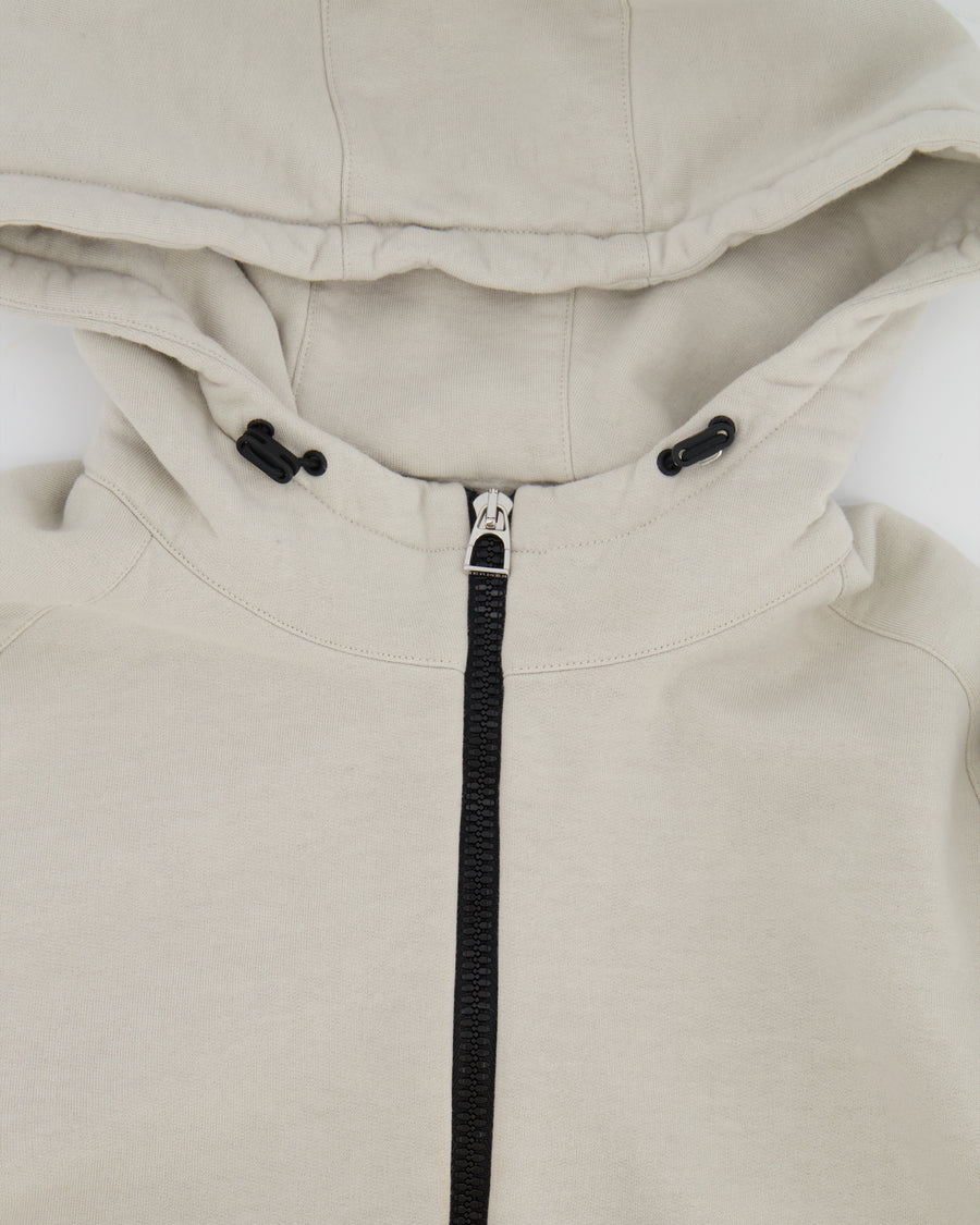 Hermès Light Grey Quarter Zip Sweatshirt with Orange Pocket Profile Detail Size M (UK 10) RRP £1,000
