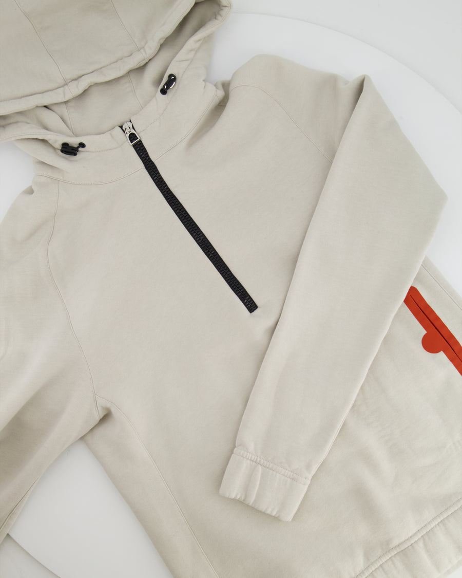 Hermès Light Grey Quarter Zip Sweatshirt with Orange Pocket Profile Detail Size M (UK 10) RRP £1,000