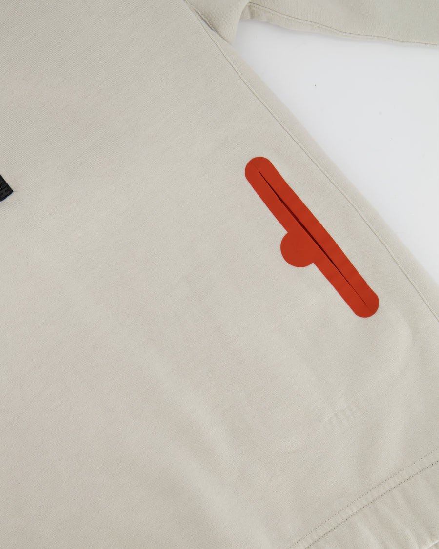 Hermès Light Grey Quarter Zip Sweatshirt with Orange Pocket Profile Detail Size M (UK 10) RRP £1,000