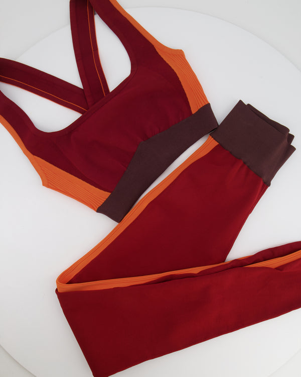 *CURRENT COLLECTION* Hermès Rouge Sellier and Orange Top and Leggings Yoga Set Size S (UK 8) RRP £1,120