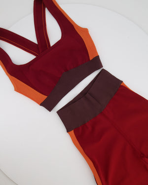 *CURRENT COLLECTION* Hermès Rouge Sellier and Orange Top and Leggings Yoga Set Size S (UK 8) RRP £1,120