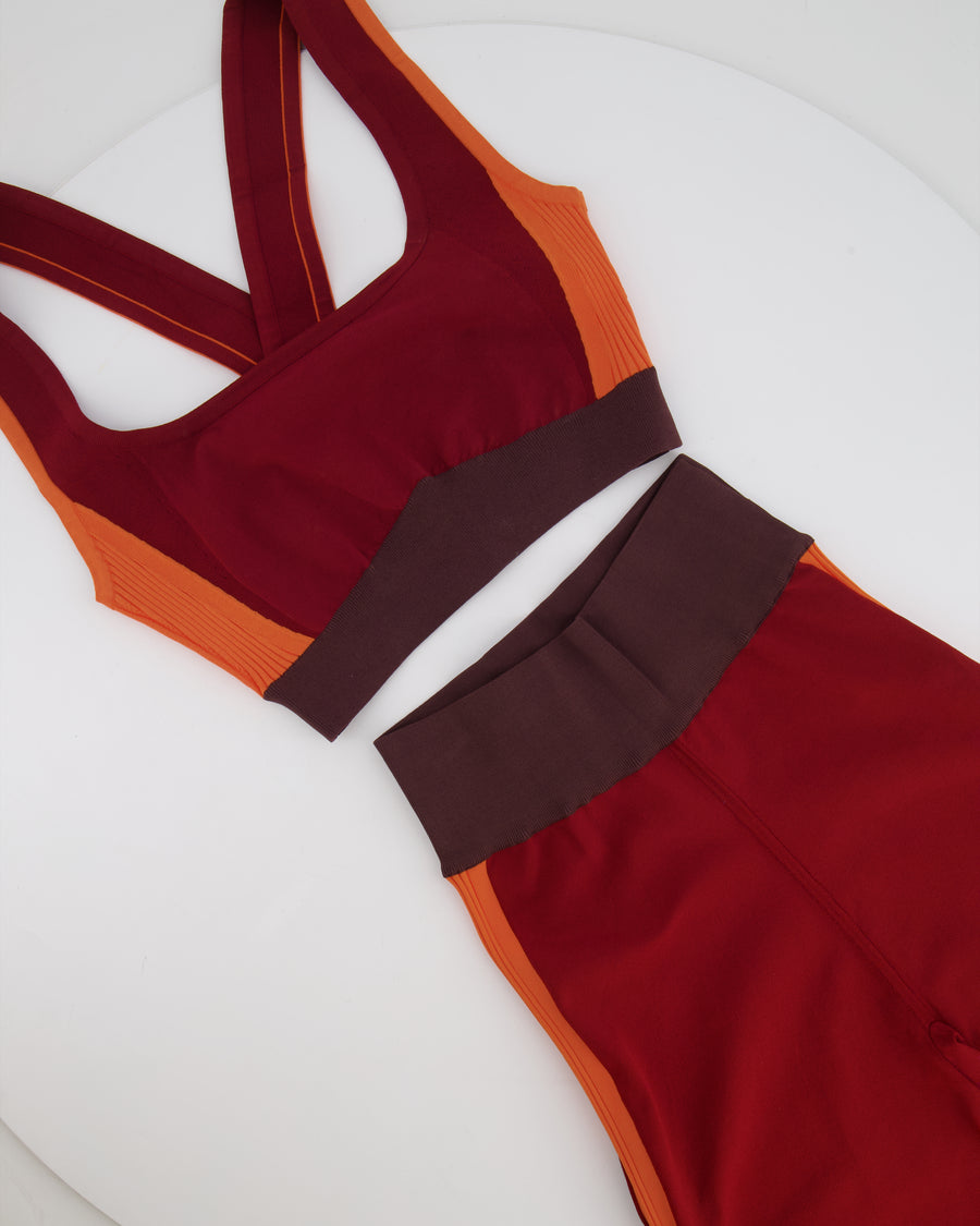 *CURRENT COLLECTION* Hermès Rouge Sellier and Orange Top and Leggings Yoga Set Size S (UK 8) RRP £1,120