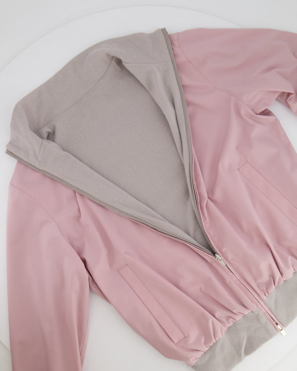 Loro Piana Pink and Grey Reversible Cashmere Jacket Size XS (UK 6)
