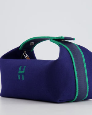 Hermès Small Bride-a-Brac Bag in Blue Marine Canvas with Palladium Hardware