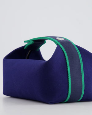 Hermès Small Bride-a-Brac Bag in Blue Marine Canvas with Palladium Hardware