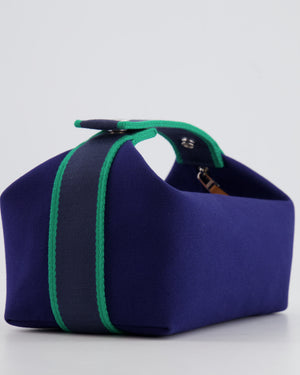Hermès Small Bride-a-Brac Bag in Blue Marine Canvas with Palladium Hardware