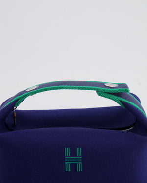 Hermès Small Bride-a-Brac Bag in Blue Marine Canvas with Palladium Hardware