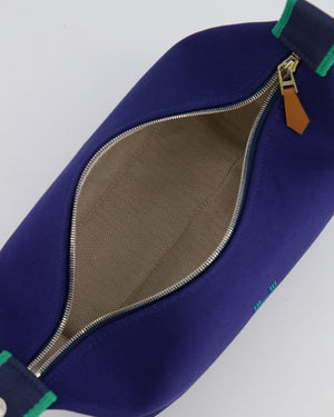 Hermès Small Bride-a-Brac Bag in Blue Marine Canvas with Palladium Hardware