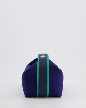 Hermès Small Bride-a-Brac Bag in Blue Marine Canvas with Palladium Hardware