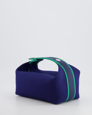 Hermès Small Bride-a-Brac Bag in Blue Marine Canvas with Palladium Hardware