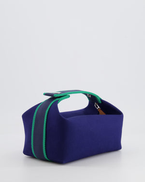 Hermès Small Bride-a-Brac Bag in Blue Marine Canvas with Palladium Hardware