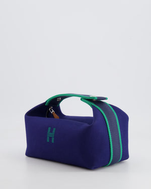 Hermès Small Bride-a-Brac Bag in Blue Marine Canvas with Palladium Hardware