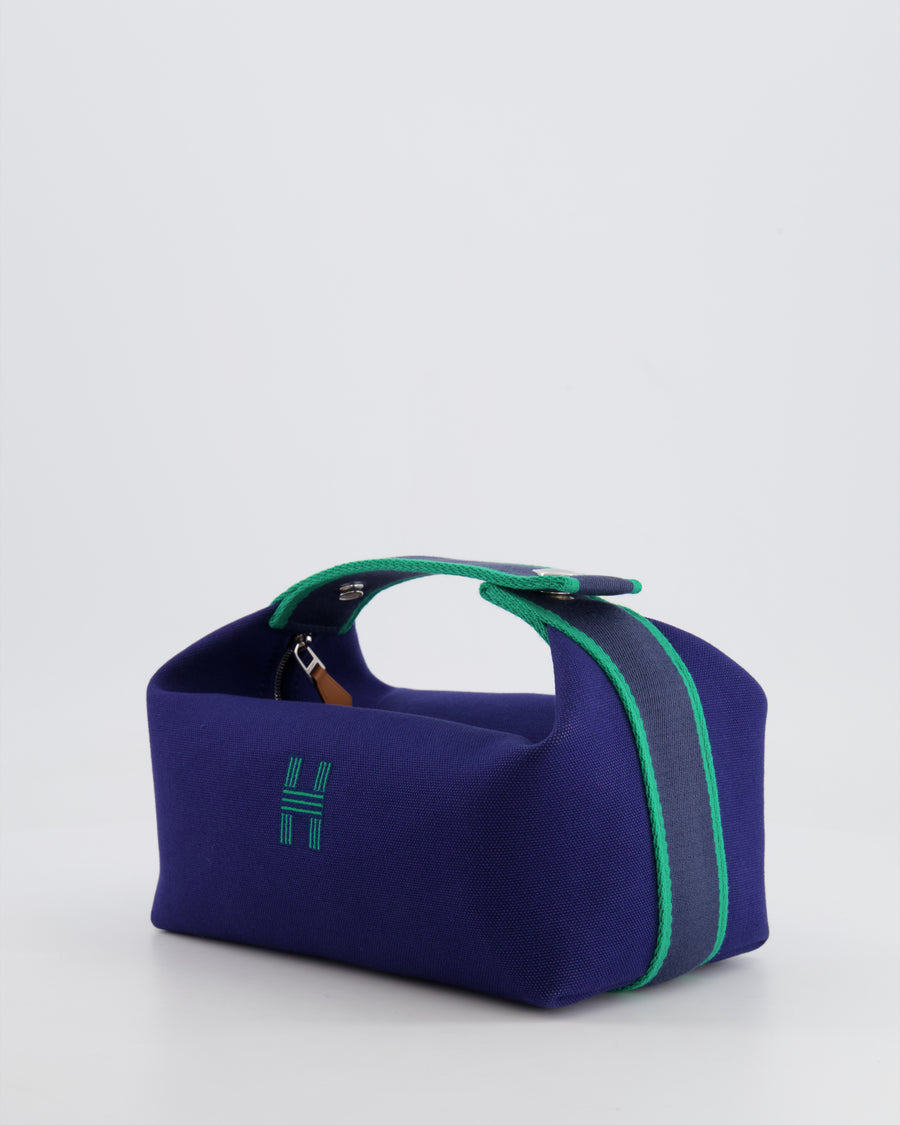 Hermès Small Bride-a-Brac Bag in Blue Marine Canvas with Palladium Hardware