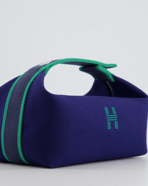 Hermès Small Bride-a-Brac Bag in Blue Marine Canvas with Palladium Hardware