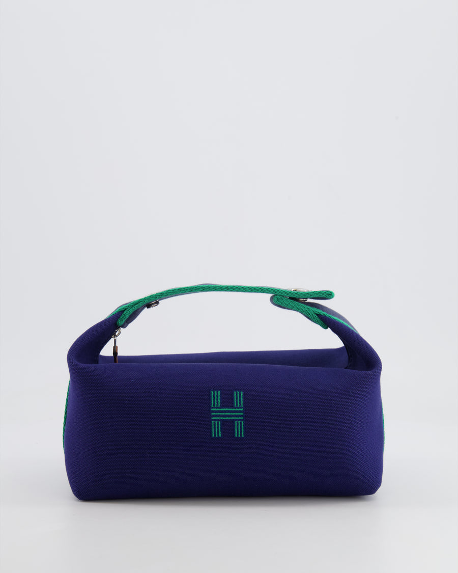 Hermès Small Bride-a-Brac Bag in Blue Marine Canvas with Palladium Hardware